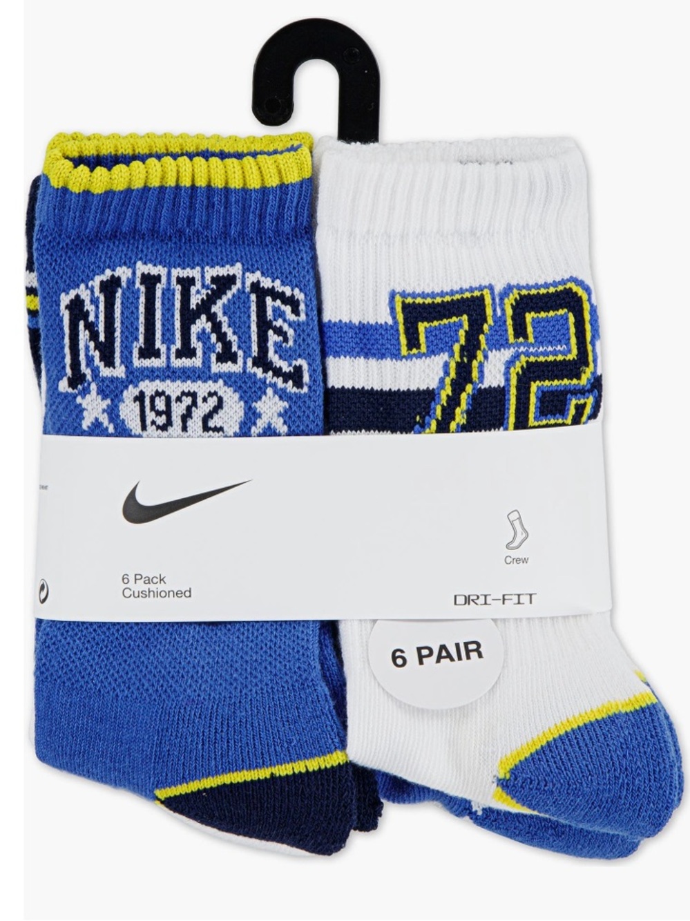 Nike Boys' 6-Pack  Crew Socks SZ-5-7  New